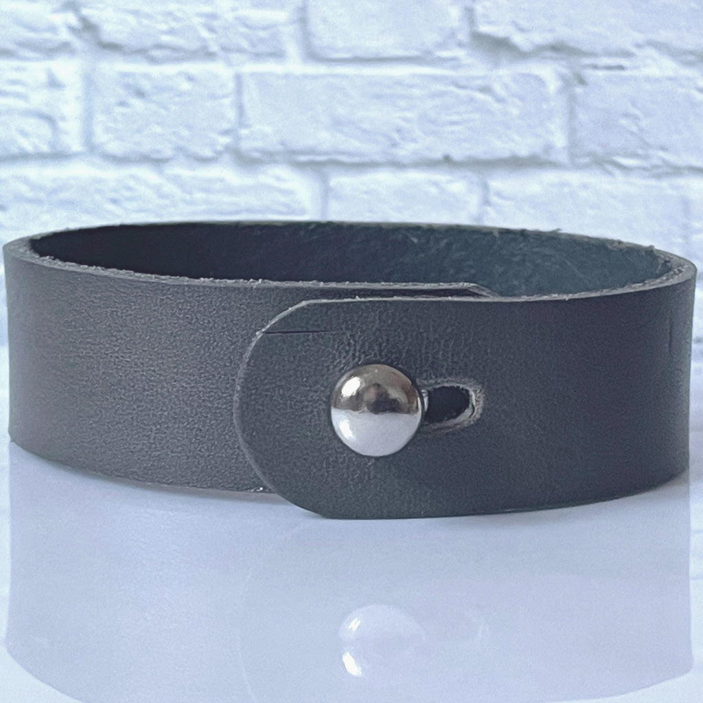 Amiel Grey Genuine Leather Medical Alert ID Bracelet Free Personalised Engraving Made to Fit, Free Gift Box by Shelley @buyamedicalalert.com