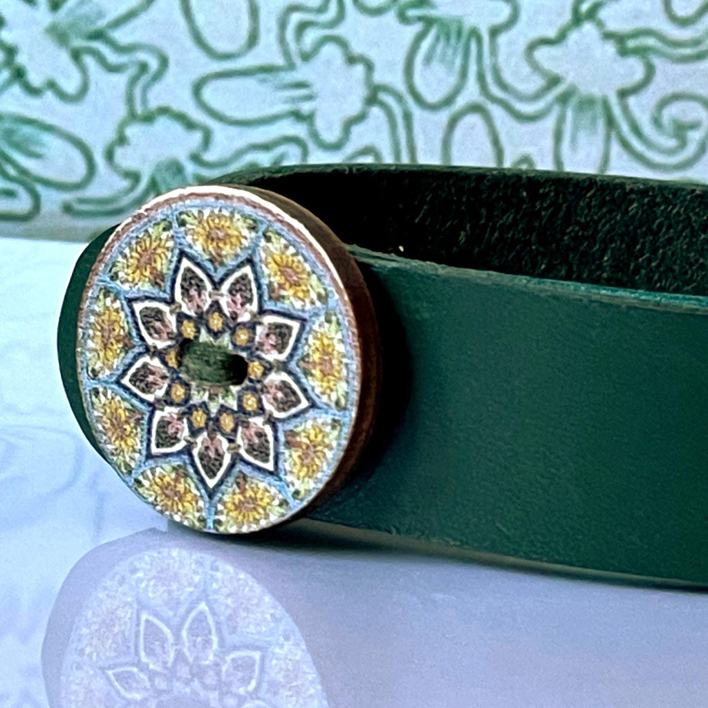 Antonia Green Leather Medical Alert ID Bracelet - Personalised
