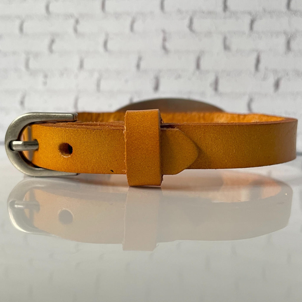 Charlotte Mustard Yellow Genuine Leather Medical Alert ID Bracelet Free Personalised Engraving and Gift Box by Shelley @buyamedicalalert.com