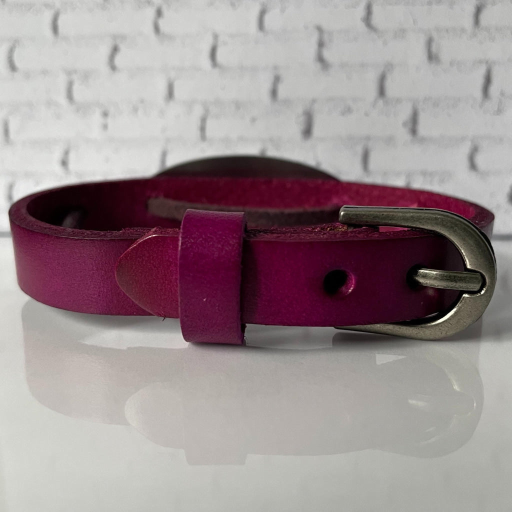 Charlotte Purple Genuine Leather Medical Alert ID Bracelet Free Personalised Engraving and Gift Box by Shelley @buyamedicalalert.com