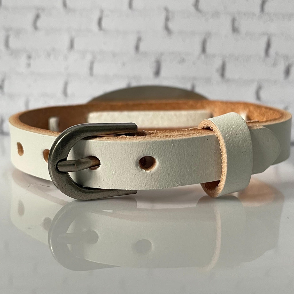 Charlotte White Genuine Leather Medical Alert ID Bracelet - Personalised