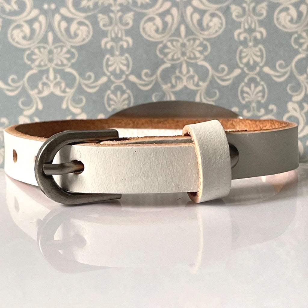 Charlotte White Genuine Leather Medical Alert ID Bracelet - Personalised