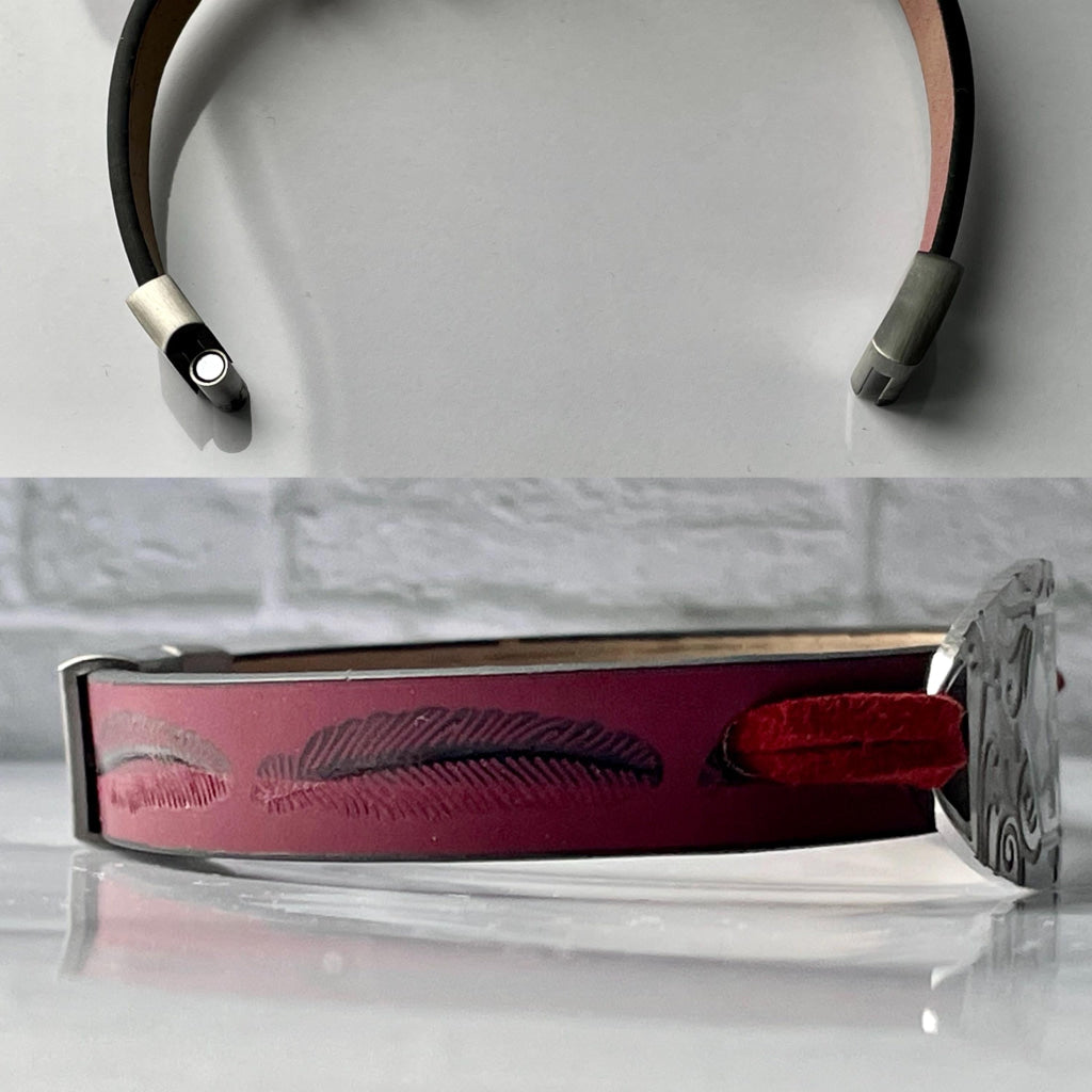 Eva Burgundy Leather Medical Alert ID Bracelet - Free Personalised Engraving, Gift Box Custom Made to Fit by Shelley @buyamedicalalert.com