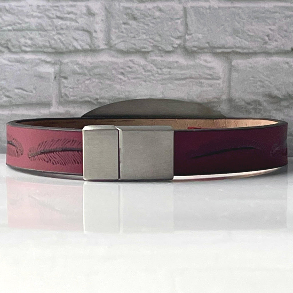 Eva Burgundy Leather Medical Alert ID Bracelet - Free Personalised Engraving, Gift Box Custom Made to Fit by Shelley @buyamedicalalert.com