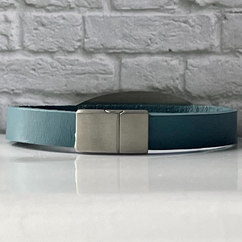 Frier Denim Blue Genuine Leather Medical Alert ID Bracelet - Personalised
