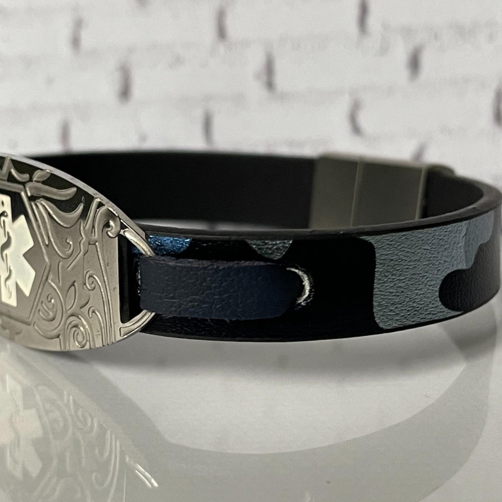 Kerr Blue Medic Alert Medical ID and Allergy Bracelet Free Custom Engraving Made to Fit, Free Gift Box by Shelley @buyamedicalalert.com