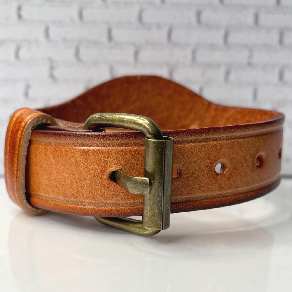 Laing Tan & Rose Gold Cuff Genuine Leather Medical Alert ID Bracelet Free Personalised Engraving, Gift Box by Shelley @buyamedicalalert.com