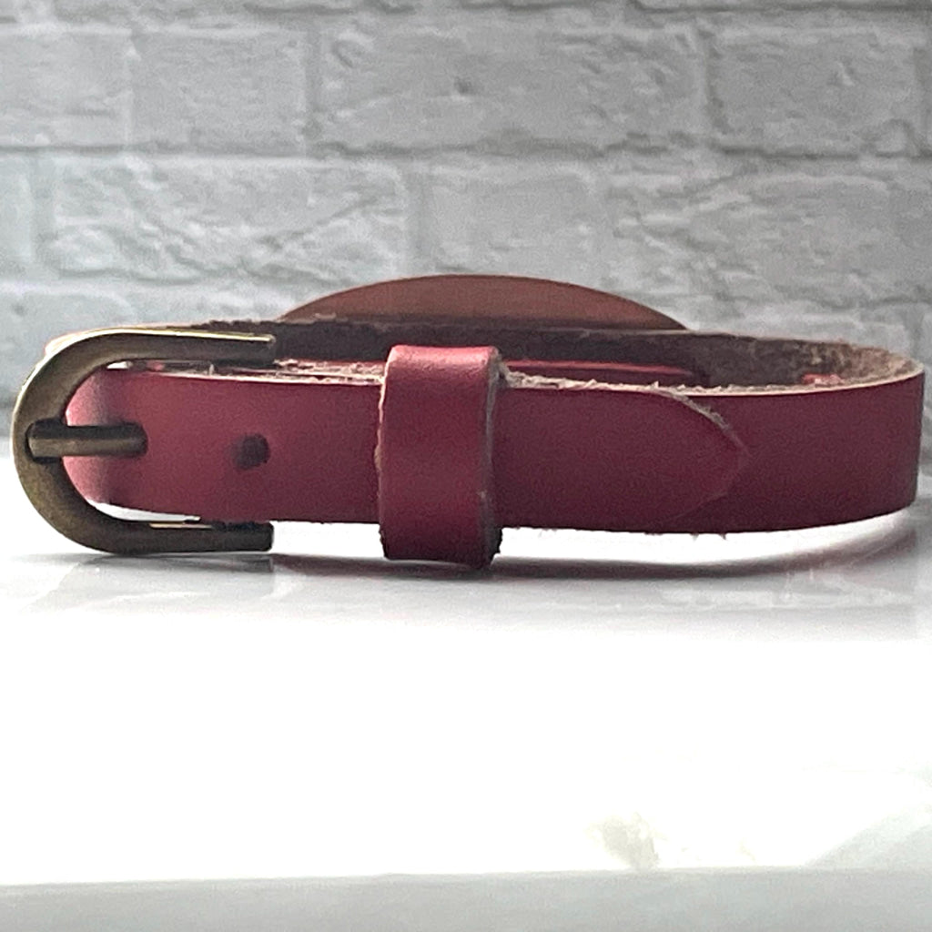 Molly Red & Rose Gold Genuine Leather Medical Alert ID Bracelet With Free Personalised Engraving Gift Box by Shelley @buyamedicalalert.com