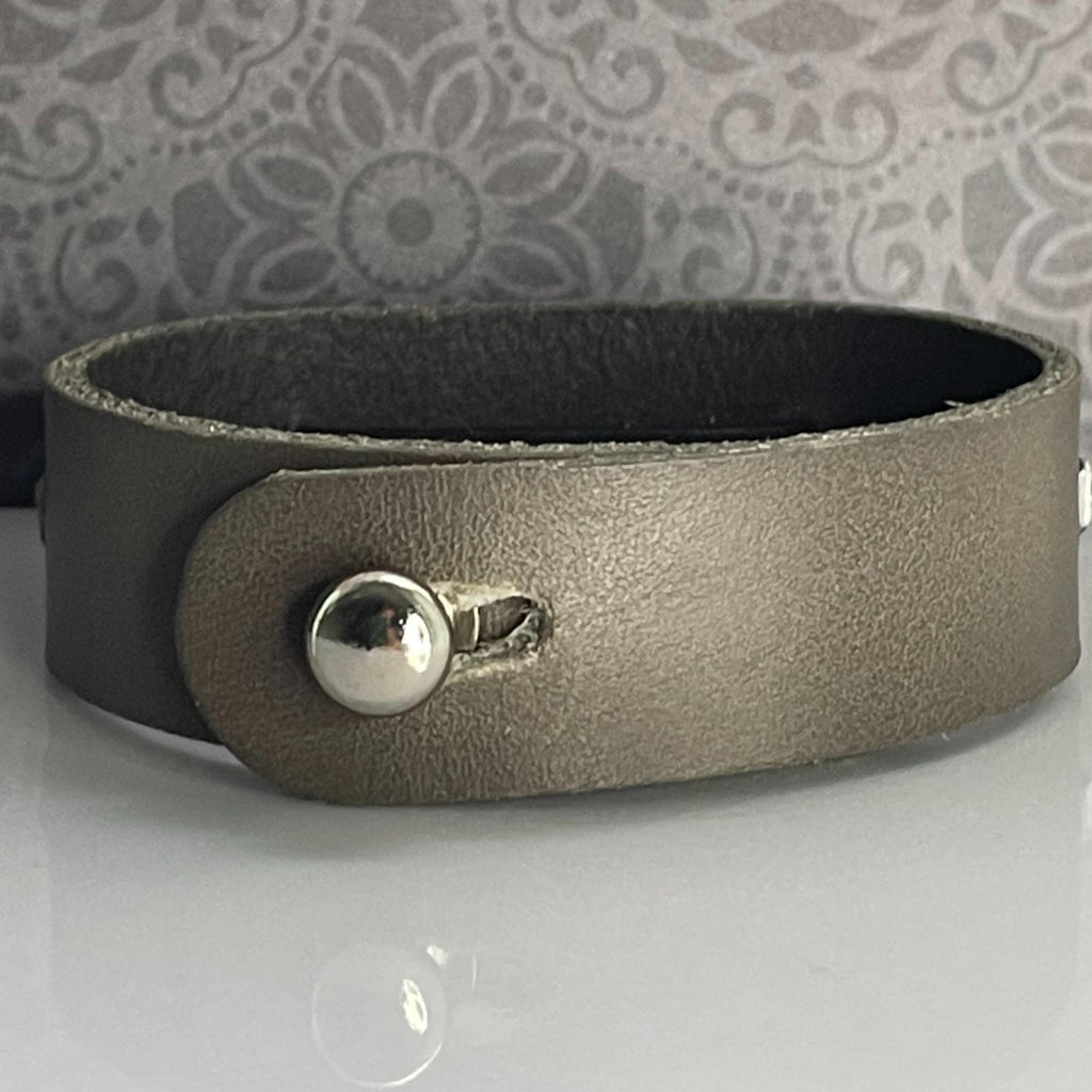 Mona Red & Grey Genuine Leather Medical Alert ID Bracelet Free Personalised Engraving Custom Made to Fit by Shelley @buyamedicalalert.com
