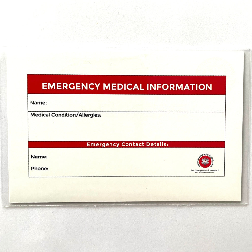 buyamedicalalert.com Pack of 4 Emergency Medical Cards In Individual Plastic Covers Identification Tags & Jewelry
