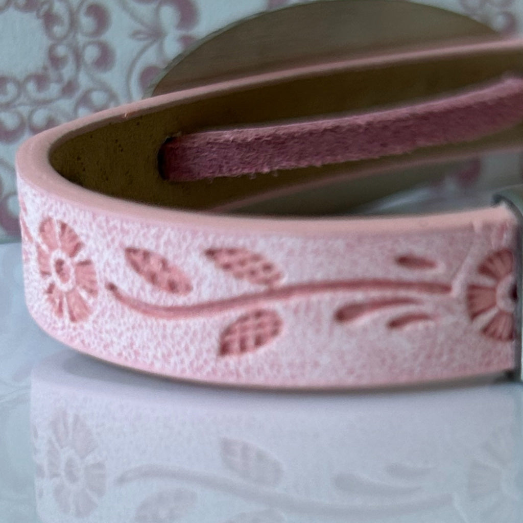 buyamedicalalert.com Sherlock Pink Leather Medical Alert ID Bracelet - Personalised