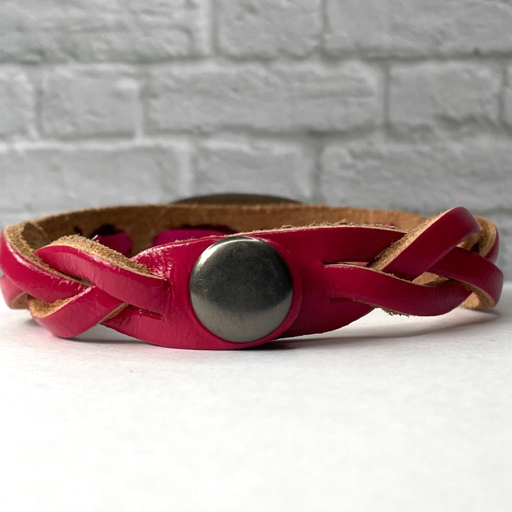 buyamedicalalert.com Athene Pink Leather Medical Alert ID Bracelet - Personalised