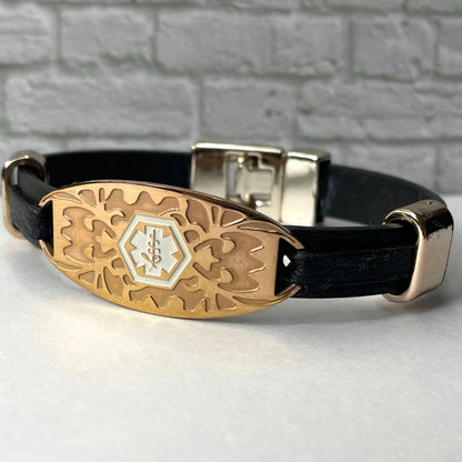 buyamedicalalert.com Blackwell Leather Medical Alert ID Bracelet - Personalised