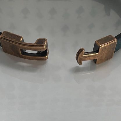 Caldon Navy Genuine Leather Rose Gold Medical Alert ID Bracelet Free Personalised Engraving Custom Made by Shelley @buyamedicalalert.com