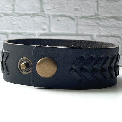 buyamedicalalert.com Esther Black Leather Medical Alert ID Bracelet - Personalised Identification Tags & Jewelry