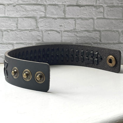 buyamedicalalert.com Esther Black Leather Medical Alert ID Bracelet - Personalised Identification Tags & Jewelry