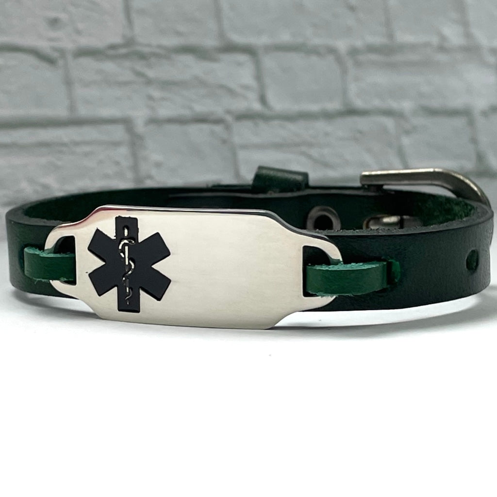 buyamedicalalert.com Hayden Leather Medical Alert ID Bracelet - Personalised