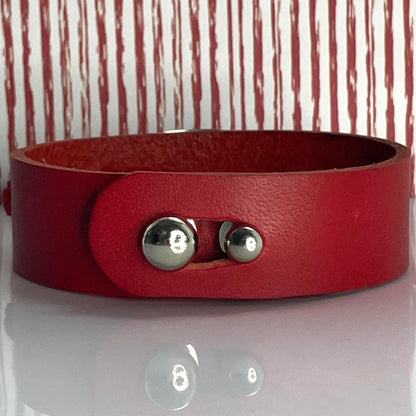 Lillias Red Genuine Leather Medical Alert ID Bracelet Free Personalised Engraving Custom Made Free Gift Box by Shelley @buyamedicalalert.com