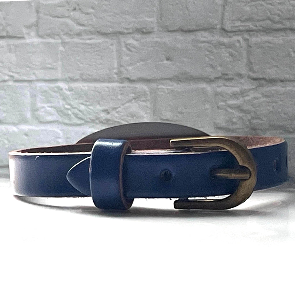 Madeleine Blue Genuine Leather Medical Alert ID Bracelet With Free Personalised Engraving, Gift Box, Medical Cards by buyamedicalalert.com