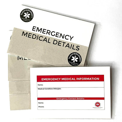 buyamedicalalert.com Pack of 4 Emergency Medical Cards In Individual Plastic Covers Identification Tags & Jewelry