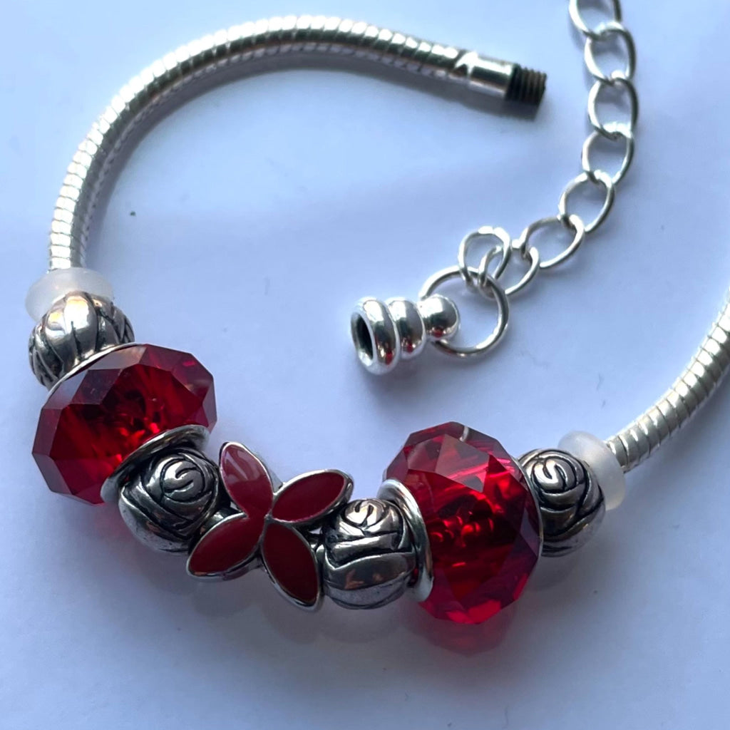 Ruby Petal Bracelet with Detachable Medical Alert Heart ID Charm Christmas 2024 Limited Edition by Shelley @buyamedicalert.com