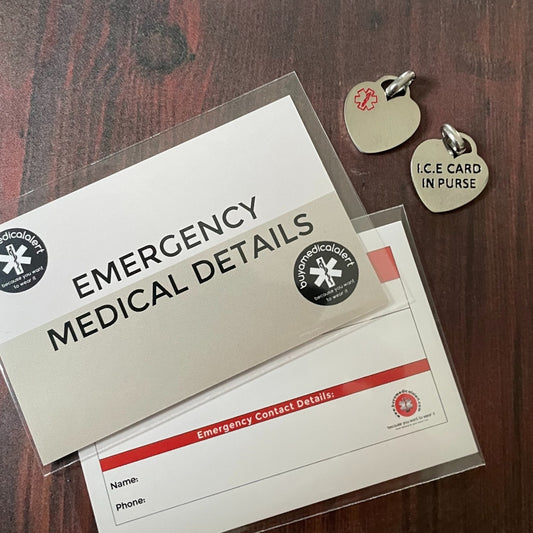 Silver Stainless Steel Medical Alert Heart Charm With 2 Blank Medical Cards. Add to your own jewellery. By www.buyamedicalalert.com