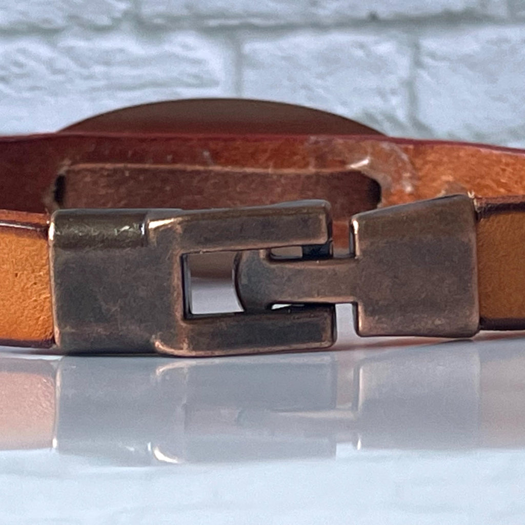 Spencer Tan & Rose Gold Genuine Leather Medical Alert ID Bracelet Free Personalised Engraving Custom Made by Shelley @buyamedicalalert.com