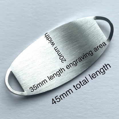 Stainless Steel Medical Alert Tag. Add to your own jewellery. Up to three lines of Personalised Engraving Included. By Buyamedicalalert.com