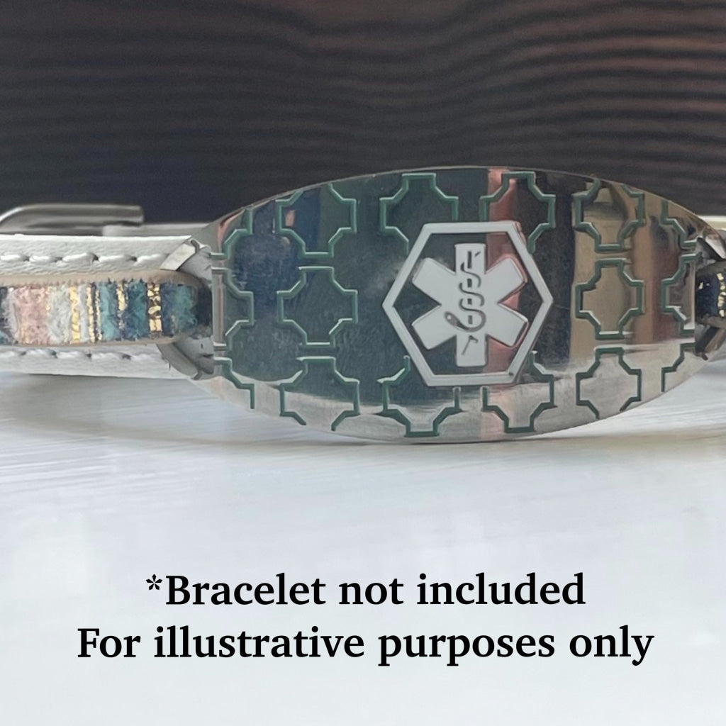 buyamedicalalert.com Stainless Steel Medical Alert Tag | Silver/Green With White Symbol Identification Tags & Jewelry