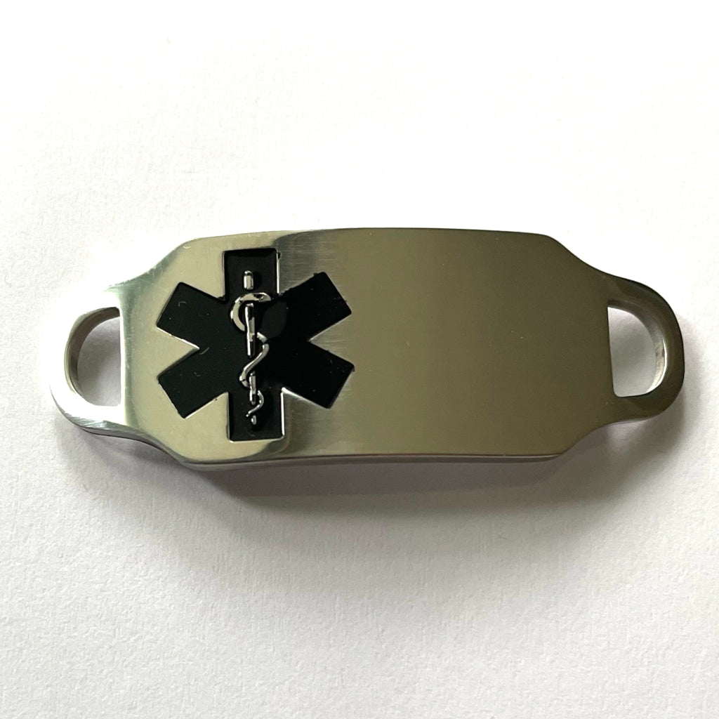 buyamedicalalert.com Stainless Steel Medical Alert Tag | Silver With Black Symbol Identification Tags & Jewelry