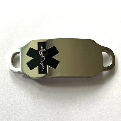 buyamedicalalert.com Stainless Steel Medical Alert Tag | Silver With Black Symbol Identification Tags & Jewelry