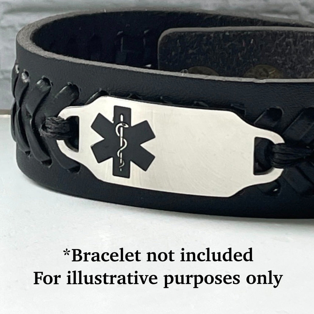 buyamedicalalert.com Stainless Steel Medical Alert Tag | Silver With Black Symbol Identification Tags & Jewelry