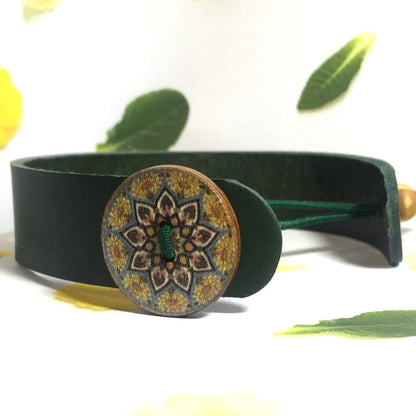 buyamedicalalert.com Antonia Green Leather Medical Alert ID Bracelet - Personalised