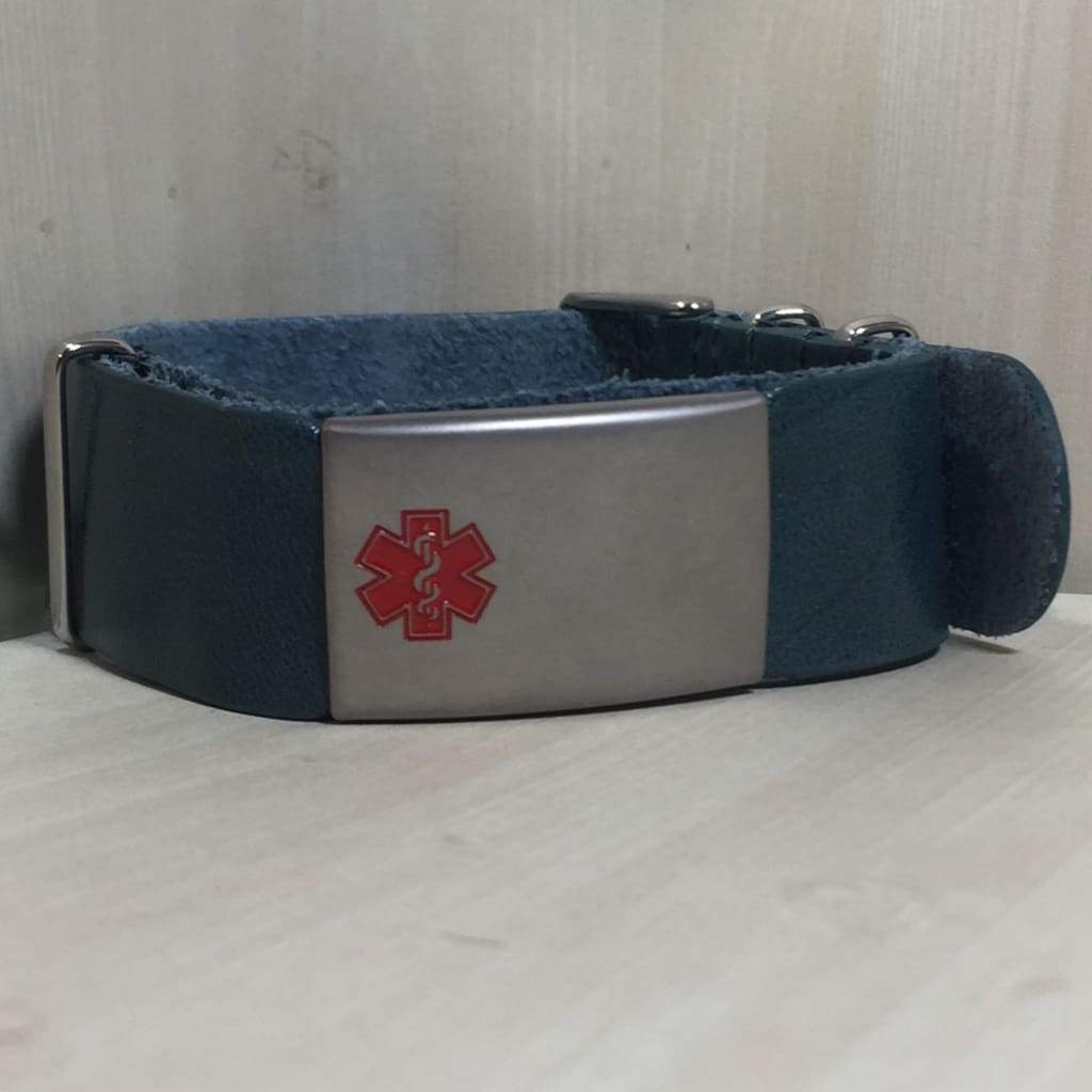 buyamedicalalert.com Personalised Fleming Leather NATO Medical Alert ID Bracelet